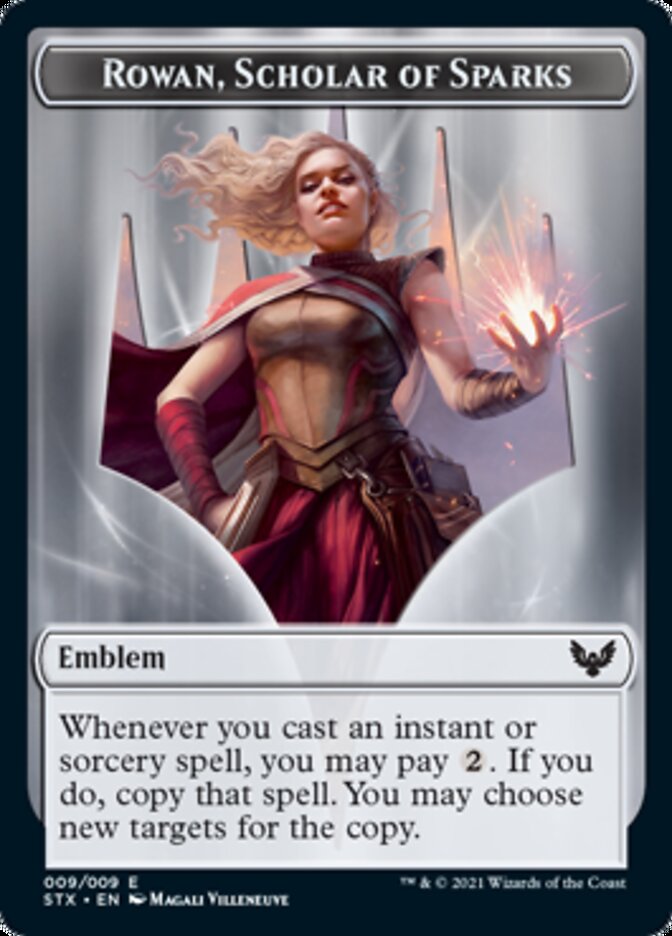 Rowan, Scholar of Sparks Emblem [Strixhaven: School of Mages Tokens] | Odin's Place