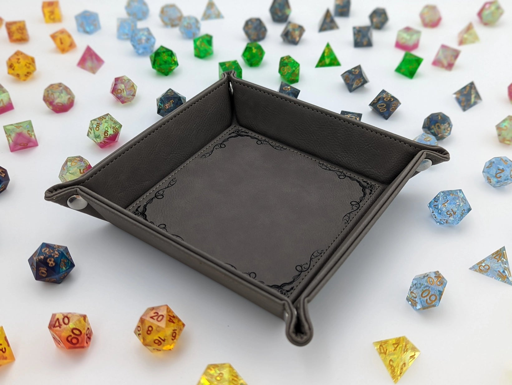NTSD Gaming Square Leatherette Dice Tray, Assorted Styles | Odin's Place