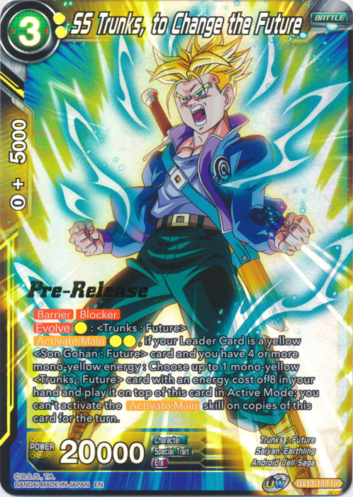 SS Trunks, to Change the Future (BT13-102) [Supreme Rivalry Prerelease Promos] | Odin's Place