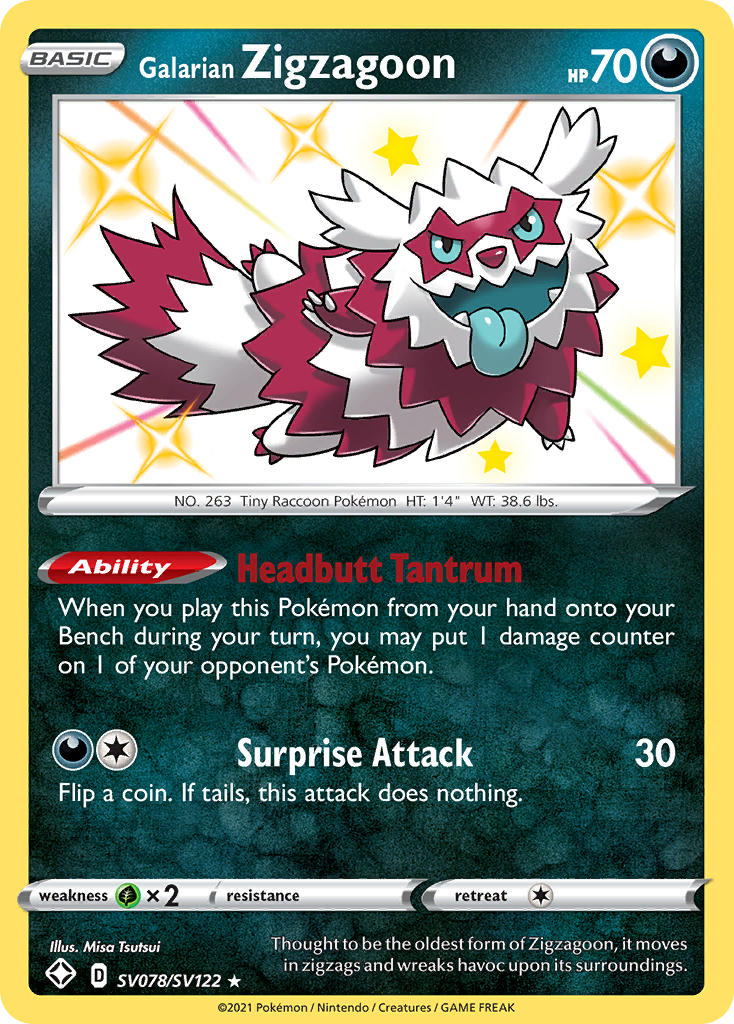 Galarian Zigzagoon (SV078/SV122) [Sword & Shield: Shining Fates] | Odin's Place
