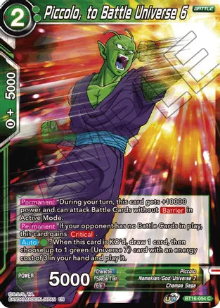 Piccolo, to Battle Universe 6 (BT16-054) [Realm of the Gods] | Odin's Place