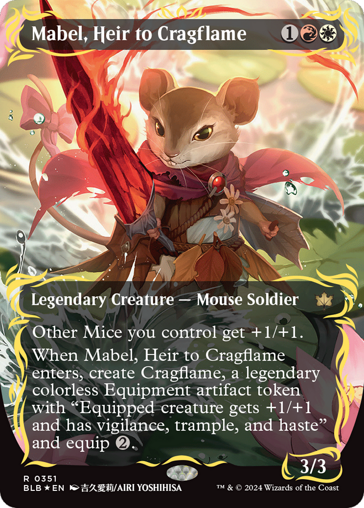 Mabel, Heir to Cragflame (Borderless) (Raised Foil) [Bloomburrow] | Odin's Place