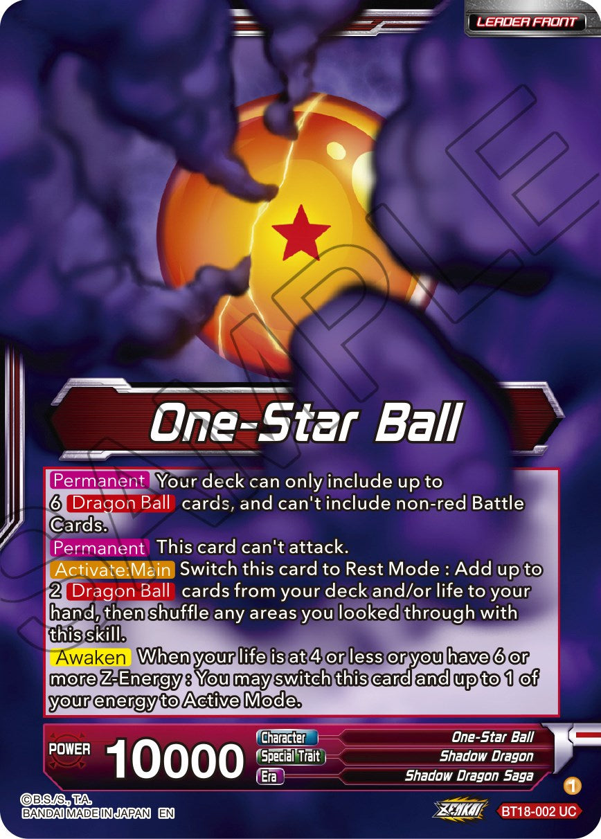One-Star Ball // Syn Shenron, Despair Made Manifest (BT18-002) [Dawn of the Z-Legends] | Odin's Place