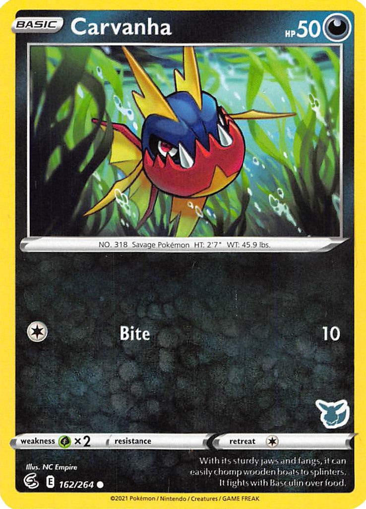 Carvanha (162/264) (Eevee Deck) [Battle Academy 2022] | Odin's Place