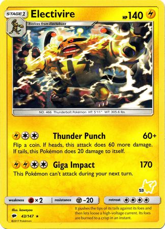 Electivire (43/147) (Pikachu Stamp #53) [Battle Academy 2020] | Odin's Place