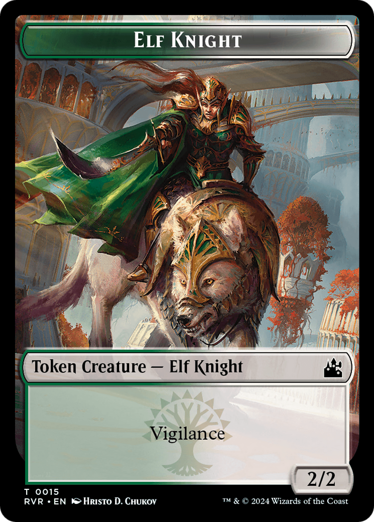 Elf Knight // Spirit (0004) Double-Sided Token [Ravnica Remastered Tokens] | Odin's Place