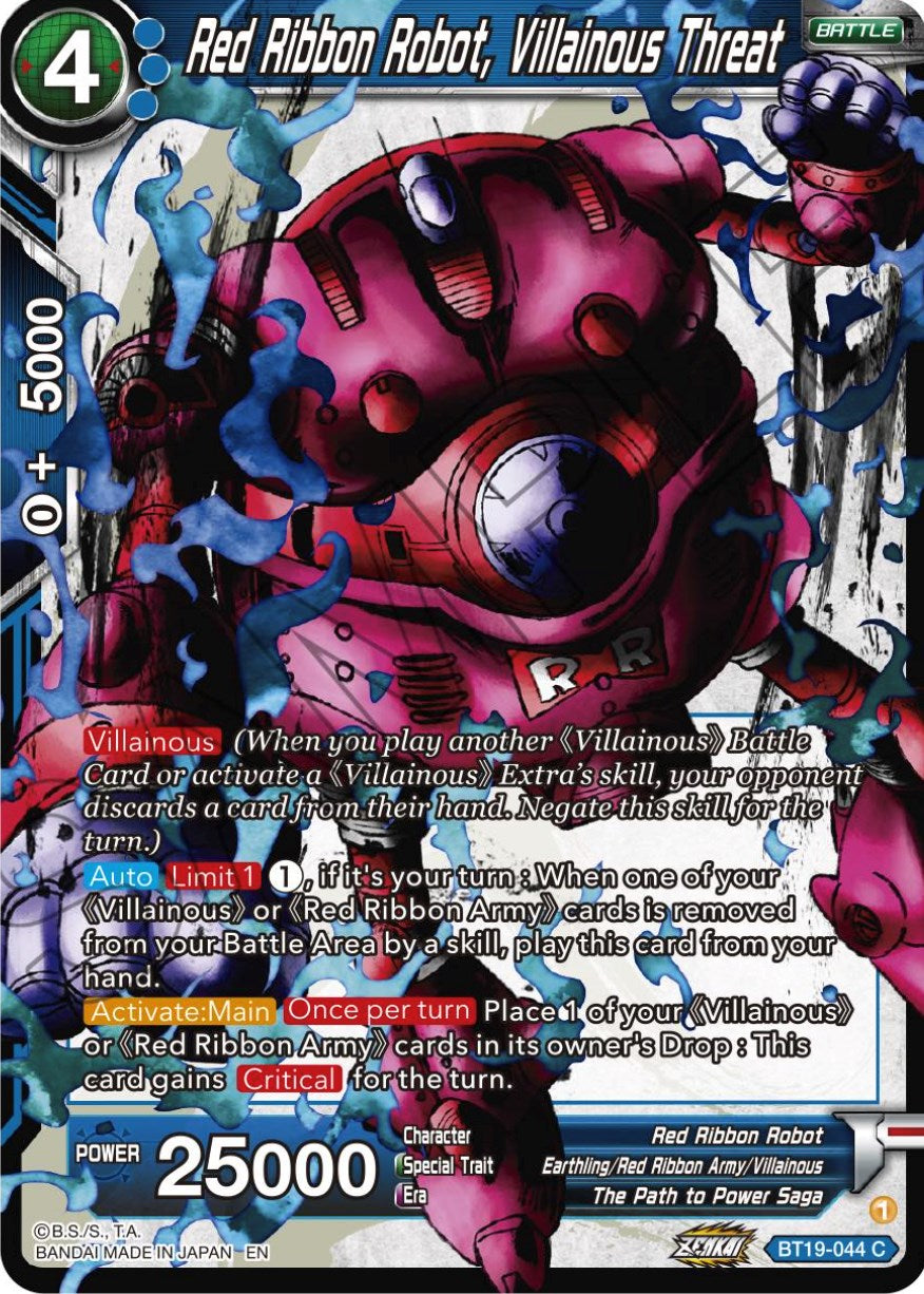 Red Ribbon Robot, Villainous threat (BT19-044) [Fighter's Ambition] | Odin's Place