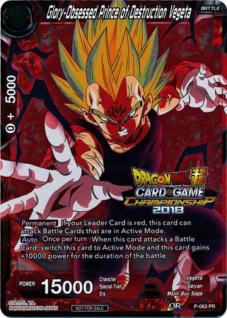 Glory-Obsessed Prince of Destruction Vegeta (P-063) [Tournament Promotion Cards] | Odin's Place