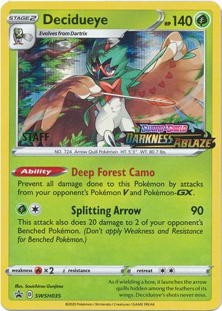 Decidueye (SWSH035) (Staff Prerelease Promo) [Sword & Shield: Black Star Promos] | Odin's Place