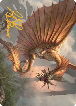 Ancient Gold Dragon Art Card (28) (Gold-Stamped Signature) [Commander Legends: Battle for Baldur's Gate Art Series] | Odin's Place