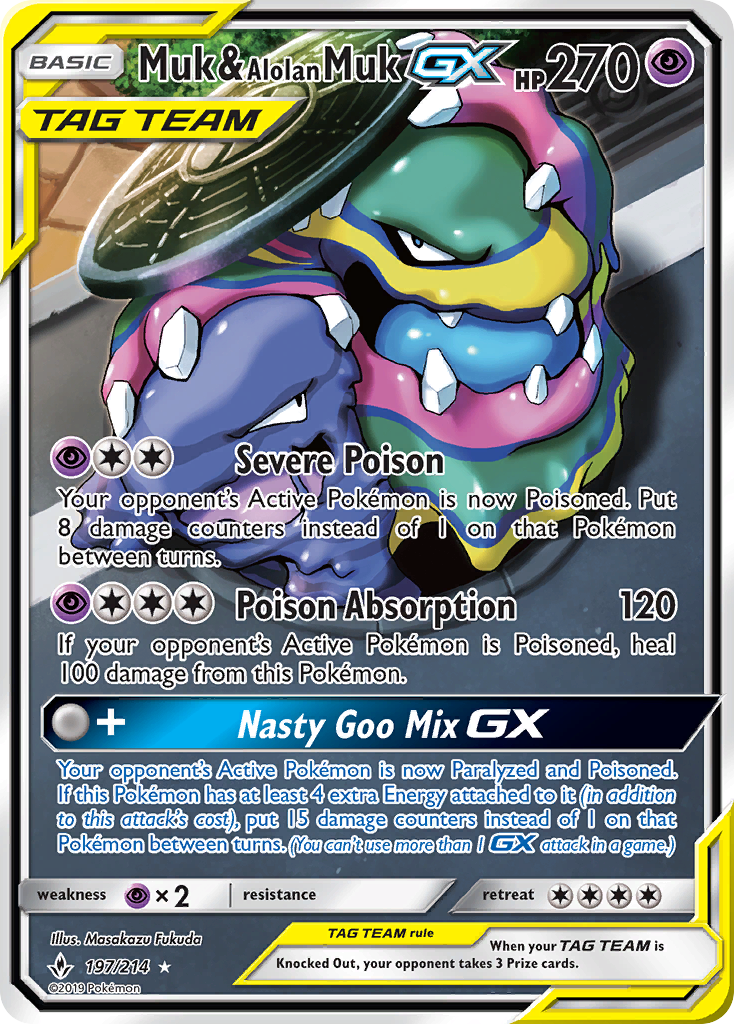 Muk & Alolan Muk GX (197/214) [Sun & Moon: Unbroken Bonds] | Odin's Place