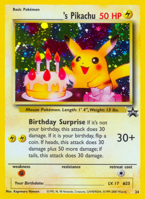 _____'s Pikachu (24) (Birthday Pikachu) [Wizards of the Coast: Black Star Promos] | Odin's Place