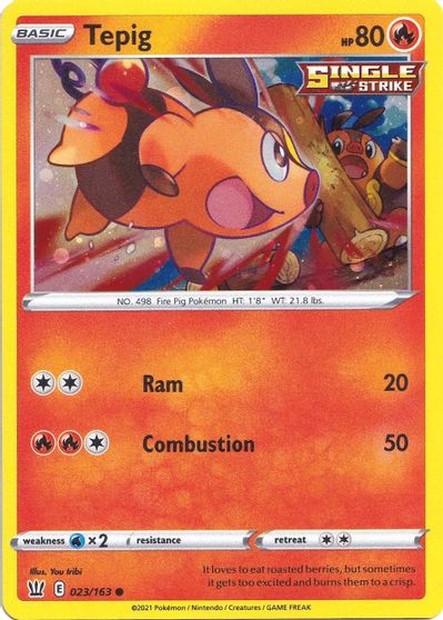 Tepig (023/163) (Cosmos Holo) [Sword & Shield: Battle Styles] | Odin's Place