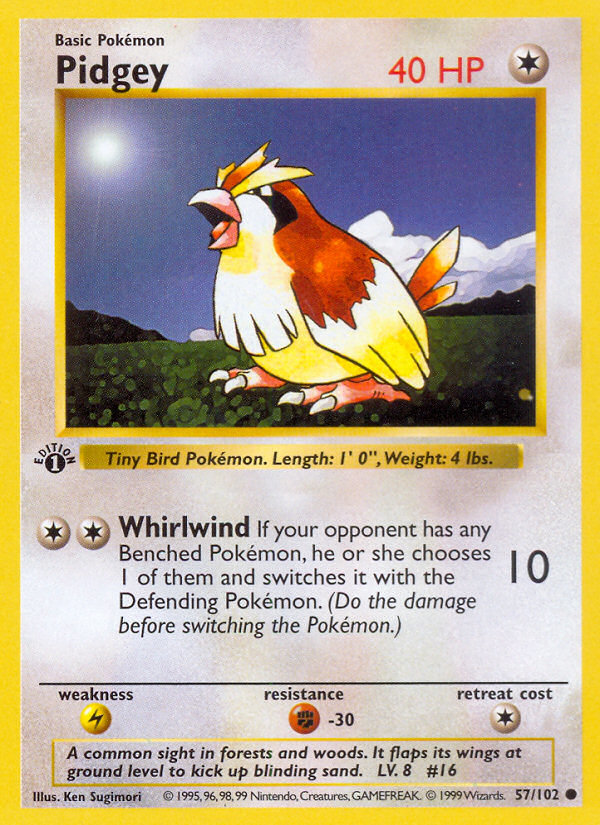 Pidgey (57/102) (Shadowless) [Base Set 1st Edition] | Odin's Place