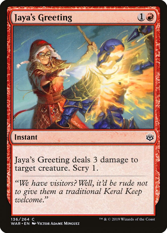 Jaya's Greeting (136) [War of the Spark] | Odin's Place