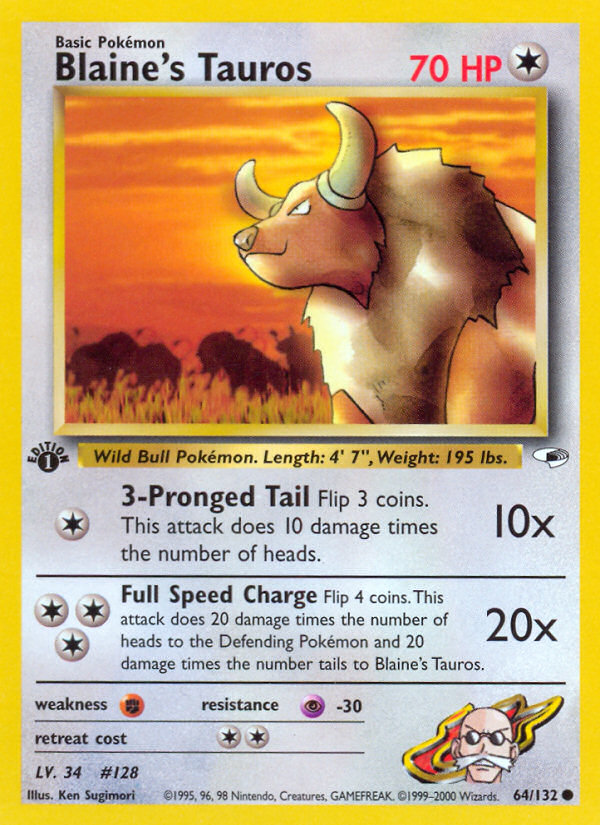 Blaine's Tauros (64/132) [Gym Heroes 1st Edition] | Odin's Place