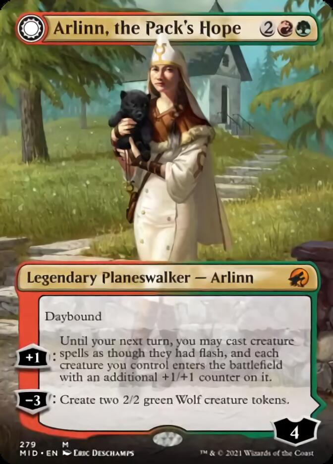 Arlinn, the Pack's Hope // Arlinn, the Moon's Fury (Borderless) [Innistrad: Midnight Hunt] | Odin's Place