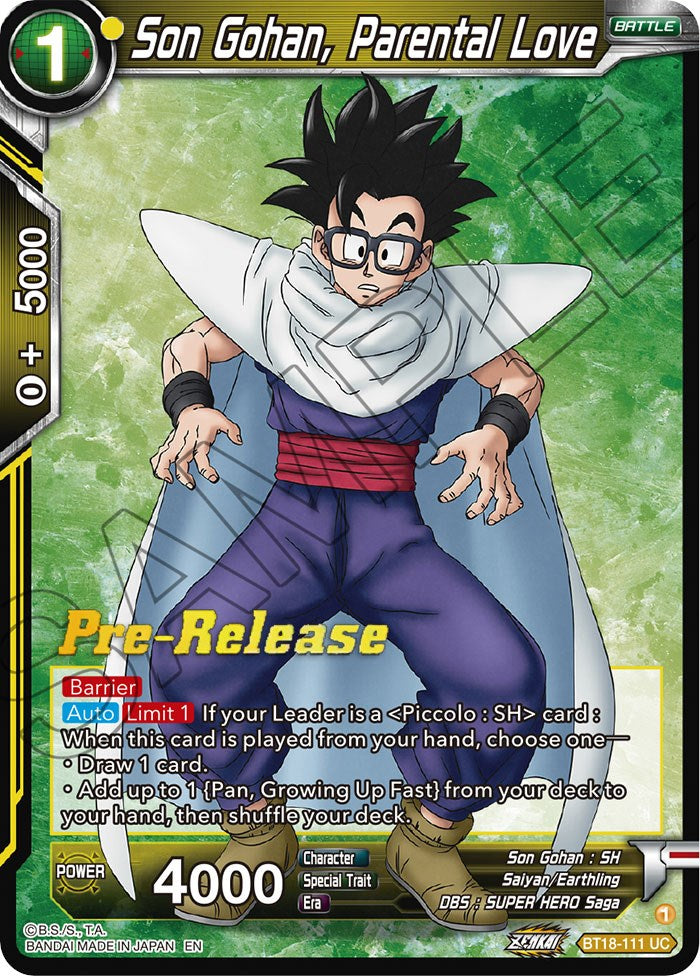 Son Gohan, Parental Love (BT18-111) [Dawn of the Z-Legends Prerelease Promos] | Odin's Place