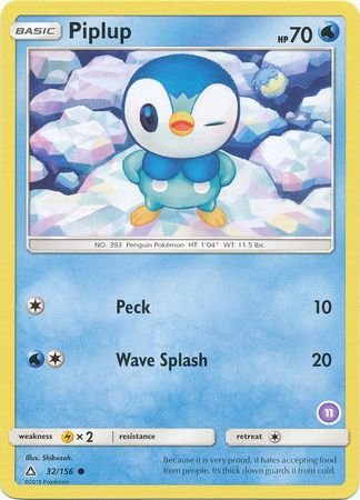 Piplup (32/156) (Deck Exclusive #11) [Sun & Moon: Trainer Kit - Alolan Sandslash] | Odin's Place