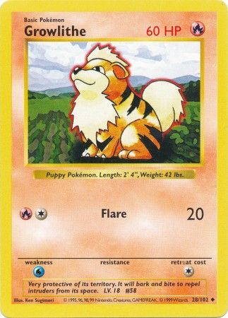 Growlithe (28/102) [Base Set Shadowless Unlimited] | Odin's Place