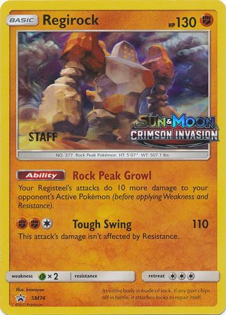 Regirock (SM74) (Staff Prerelease Promo) [Sun & Moon: Black Star Promos] | Odin's Place