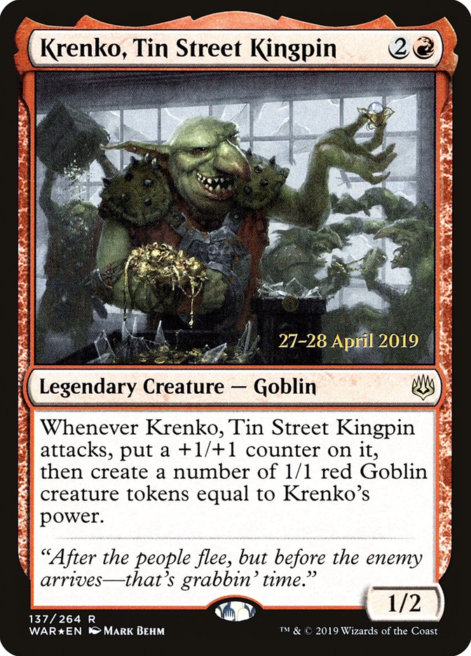 Krenko, Tin Street Kingpin (137) [War of the Spark Prerelease Promos] | Odin's Place