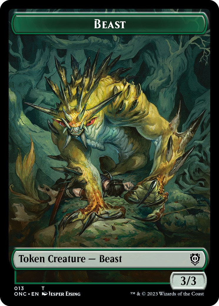 Poison Counter // Beast Double-Sided Token [Phyrexia: All Will Be One Commander Tokens] | Odin's Place