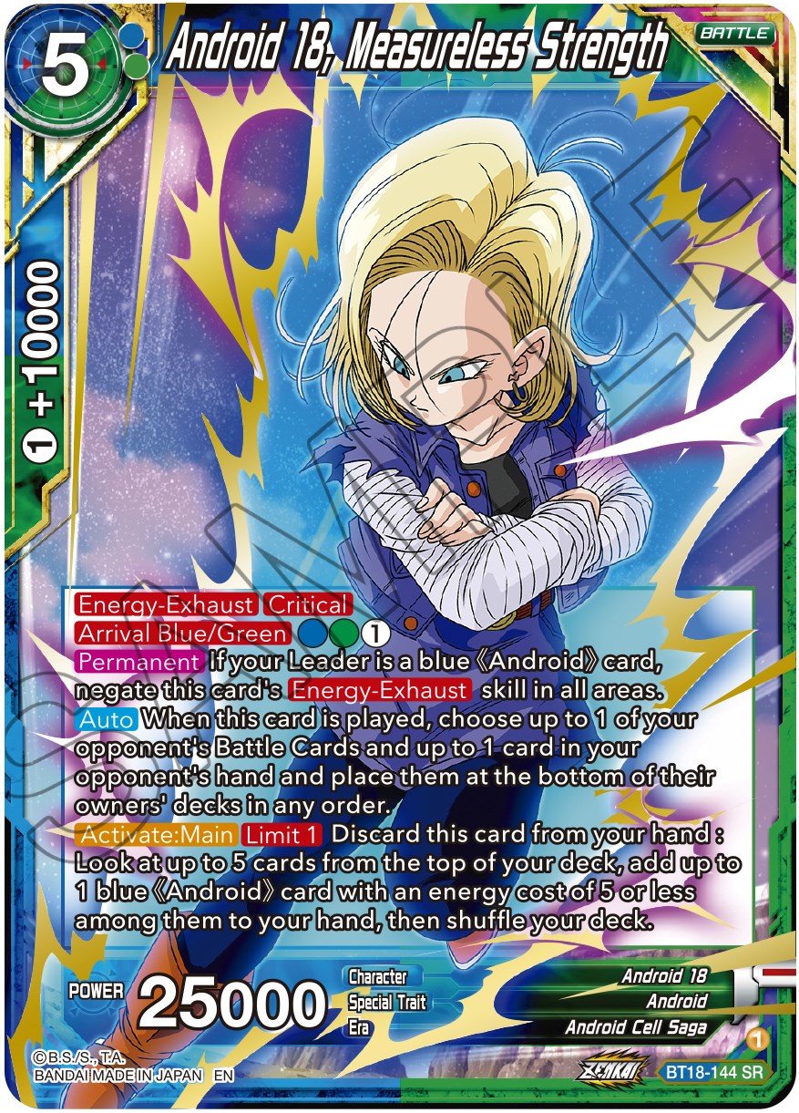 Android 18, Measureless Strength (BT18-144) [Dawn of the Z-Legends] | Odin's Place