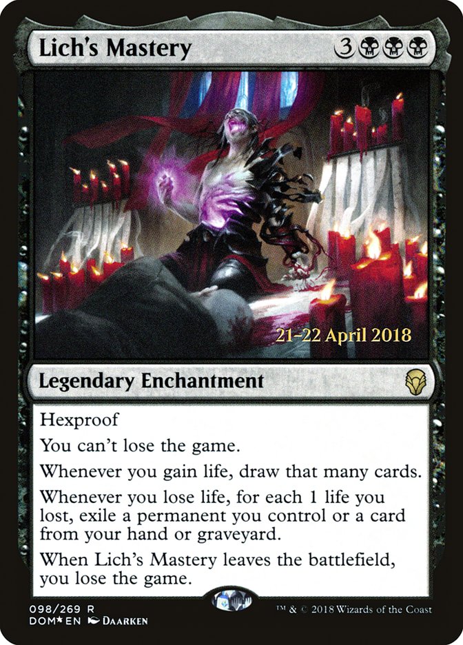 Lich's Mastery (98) [Dominaria Prerelease Promos] | Odin's Place