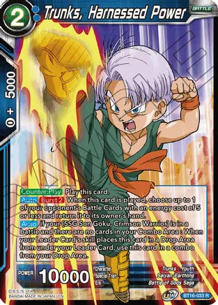 Trunks, Harnessed Power (BT16-033) [Realm of the Gods] | Odin's Place