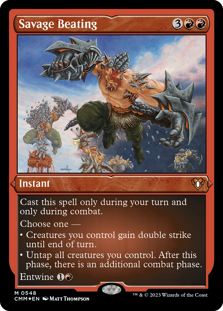 Savage Beating (Foil Etched) [Commander Masters] | Odin's Place