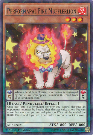 Performapal Fire Mufflerlion [SP15-EN024] Shatterfoil Rare | Odin's Place