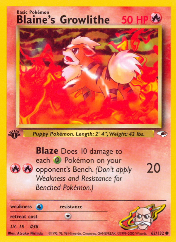 Blaine's Growlithe (62/132) [Gym Heroes 1st Edition] | Odin's Place