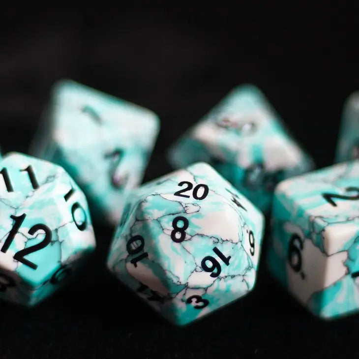 MDG 16mm Stone: Blue Turquoise Stone Poly 7 Dice Set | Odin's Place