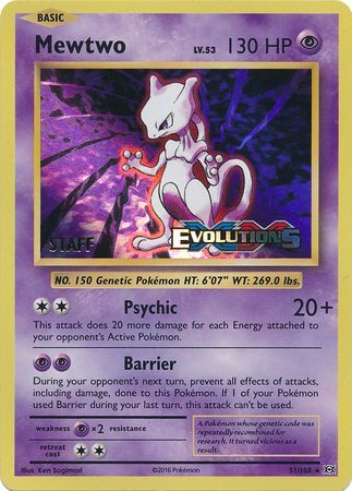Mewtwo (51/108) (XY Evolutions Staff Prerelease) [XY: Black Star Promos] | Odin's Place