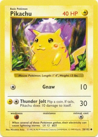Pikachu (58/102) (Red Cheeks Misprint) [Base Set Shadowless Unlimited] | Odin's Place