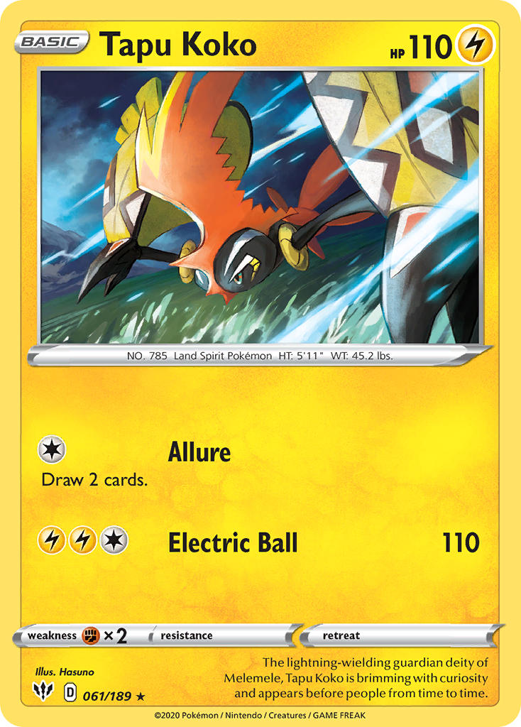 Tapu Koko (061/189) (Theme Deck Exclusive) [Sword & Shield: Darkness Ablaze] | Odin's Place