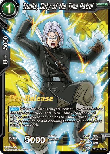 Trunks, Duty of the Time Patrol (BT16-109) [Realm of the Gods Prerelease Promos] | Odin's Place