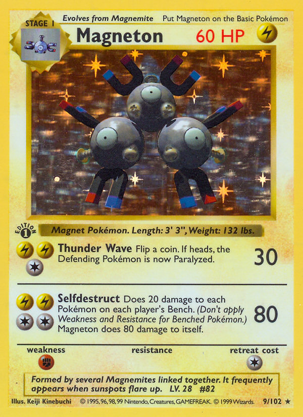 Magneton (9/102) (Shadowless) [Base Set 1st Edition] | Odin's Place