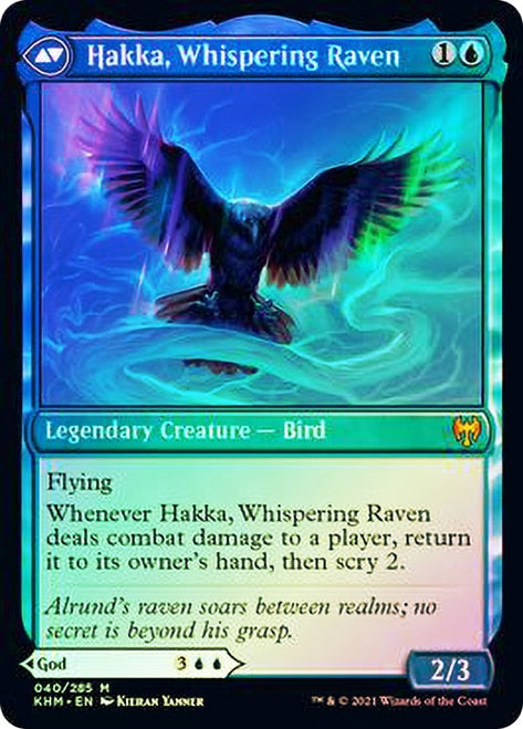 Alrund, God of the Cosmos // Hakka, Whispering Raven [Kaldheim Prerelease Promos] | Odin's Place