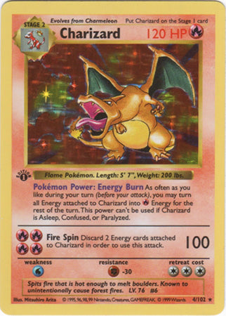 Charizard (4/102) (Shadowless) [Base Set 1st Edition] | Odin's Place