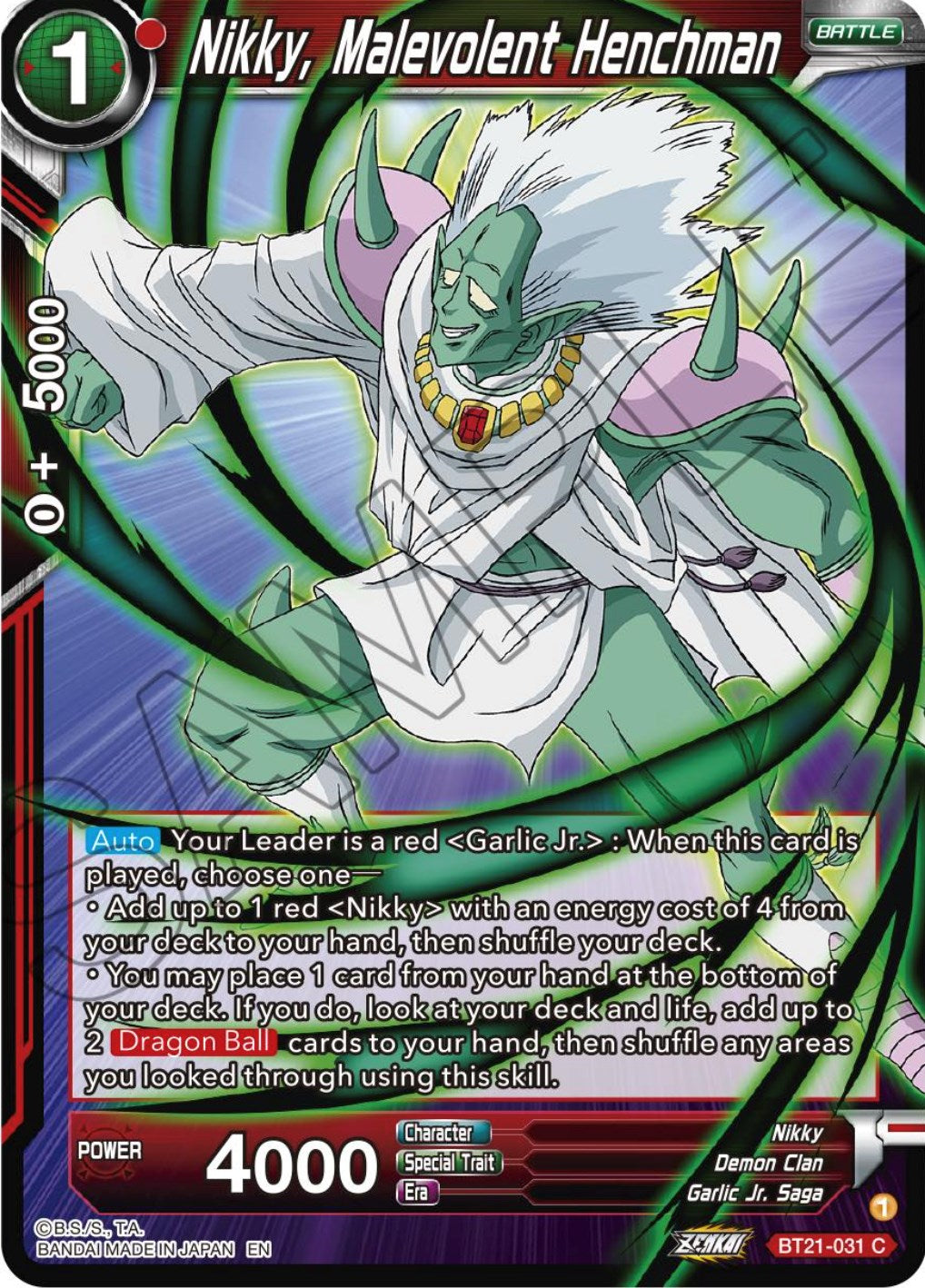 Nikky, Malevolent Henchman (BT21-031) [Wild Resurgence] | Odin's Place