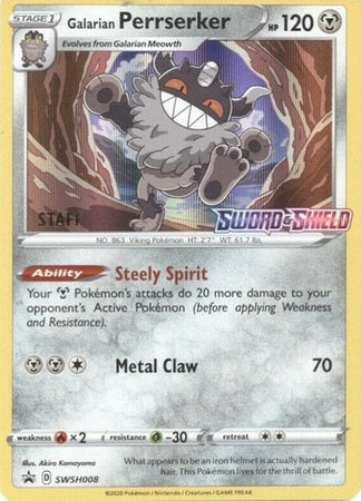 Galarian Perrserker (SWSH008) (Staff Prerelease Promo) [Sword & Shield: Black Star Promos] | Odin's Place