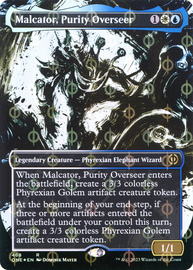 Malcator, Purity Overseer (Borderless Ichor Step-and-Compleat Foil) [Phyrexia: All Will Be One] | Odin's Place