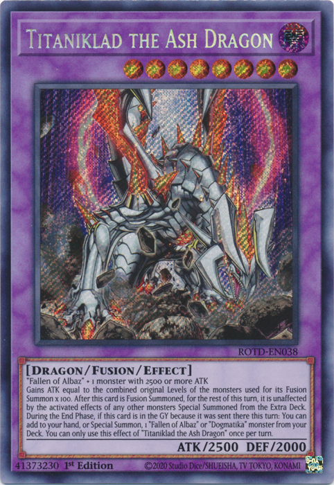 Titaniklad the Ash Dragon [ROTD-EN038] Secret Rare | Odin's Place