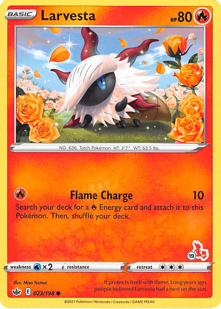 Larvesta (23/198) (Cinderace Stamp #19) [Battle Academy 2022] | Odin's Place