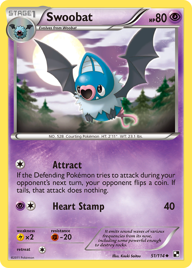 Swoobat (51/114) [Black & White: Base Set] | Odin's Place
