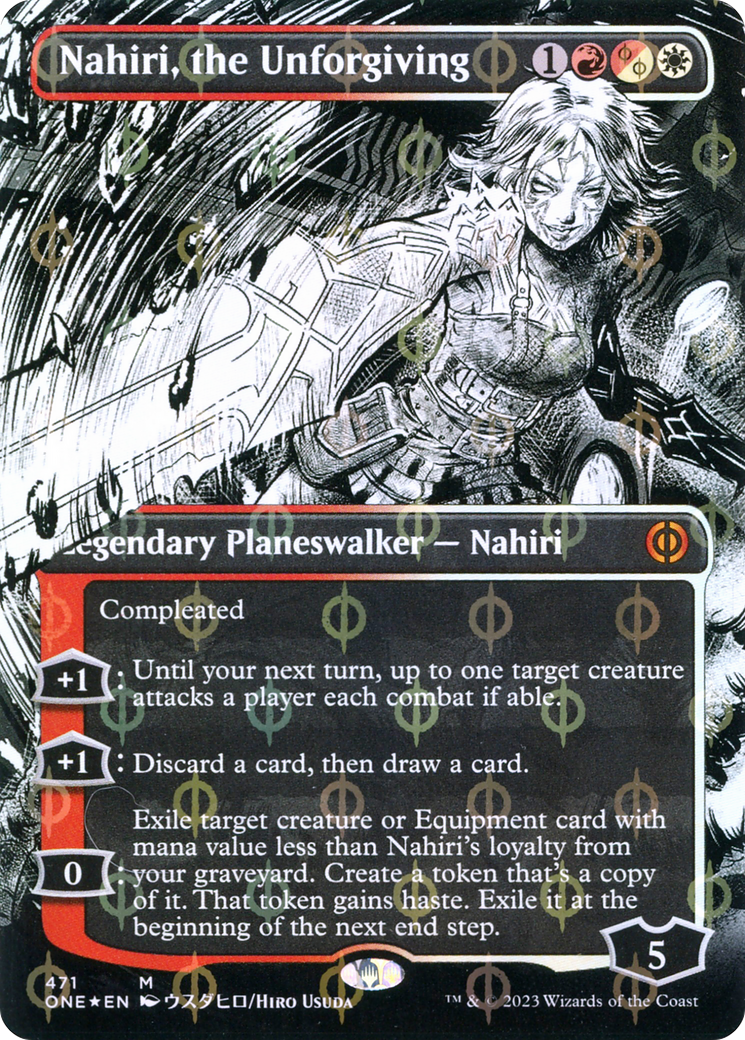 Nahiri, the Unforgiving (Borderless Manga Step-and-Compleat Foil) [Phyrexia: All Will Be One] | Odin's Place