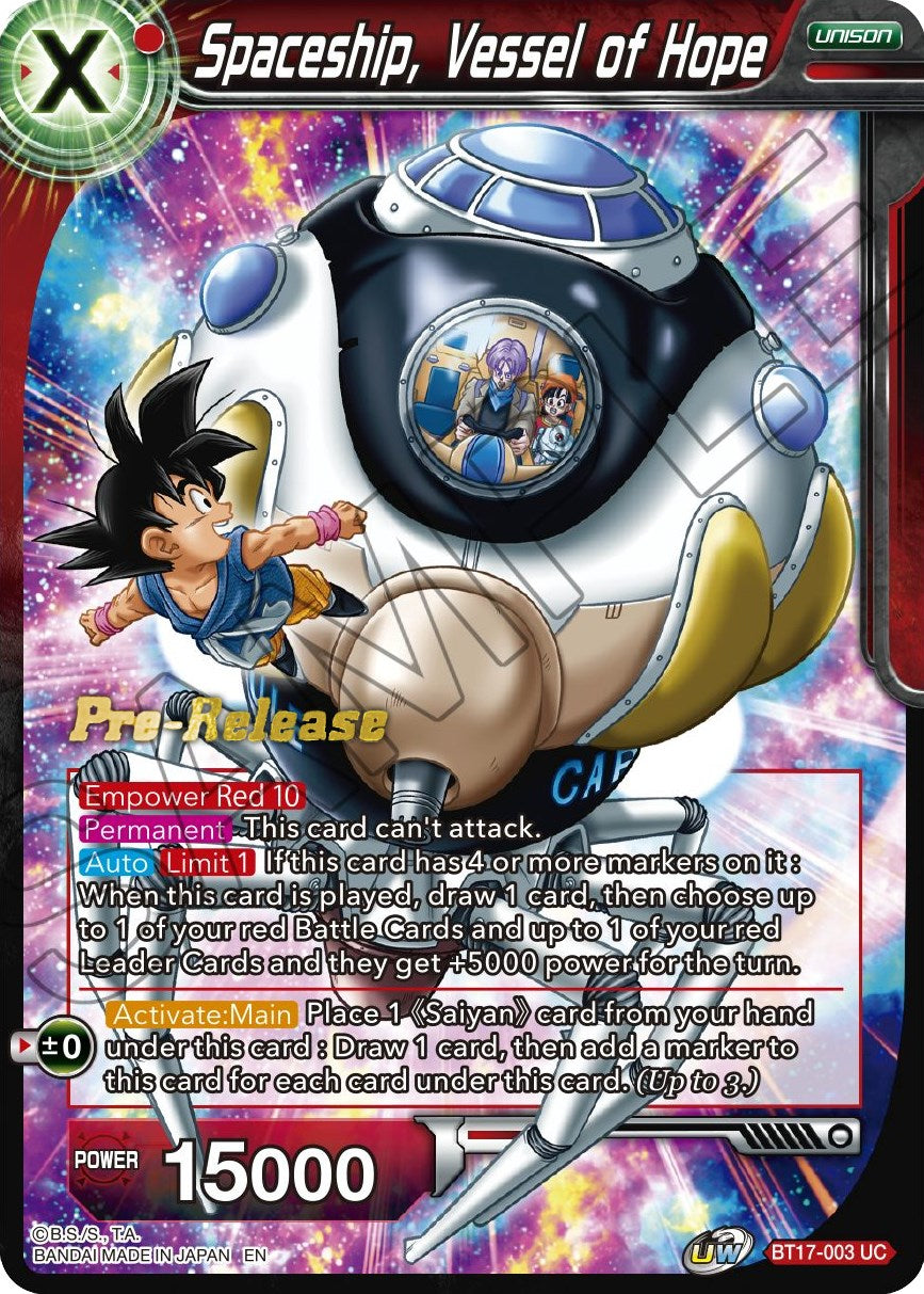 Spaceship, Vessel of Hope (BT17-003) [Ultimate Squad Prerelease Promos] | Odin's Place
