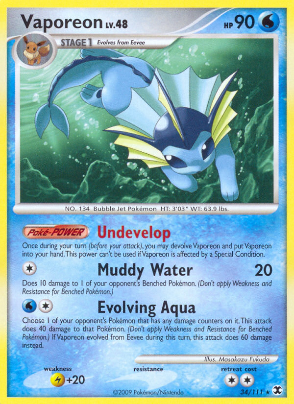 Vaporeon (34/111) [Platinum: Rising Rivals] | Odin's Place